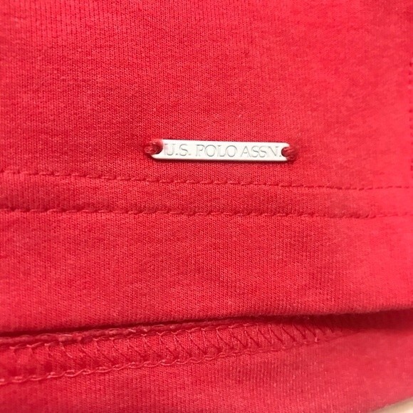 US Polo Assn Coral top women long sleeve V neck hi low sweater size M causal - Picture 6 of 8